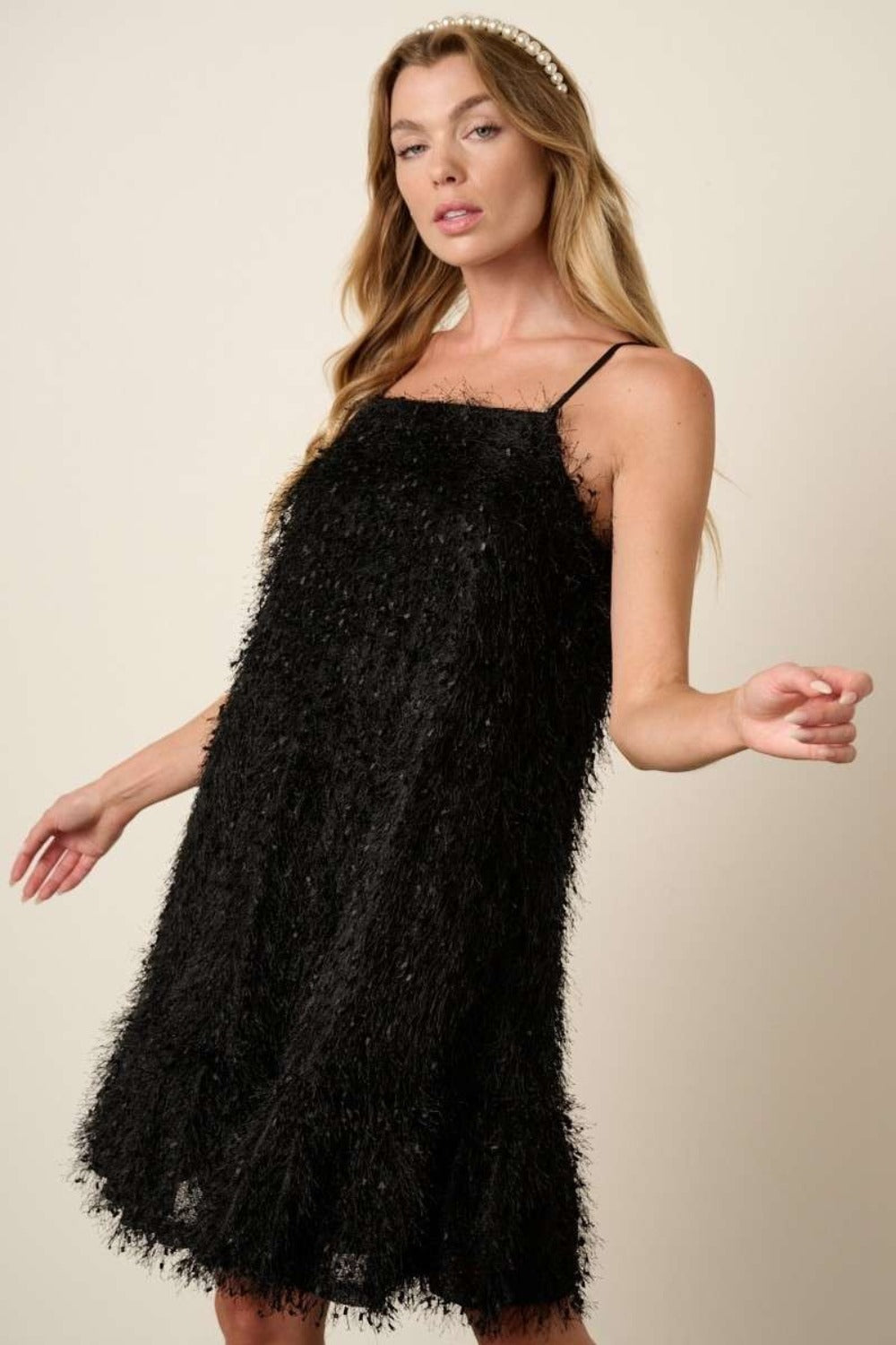 Alyah Feather Dress (Black)