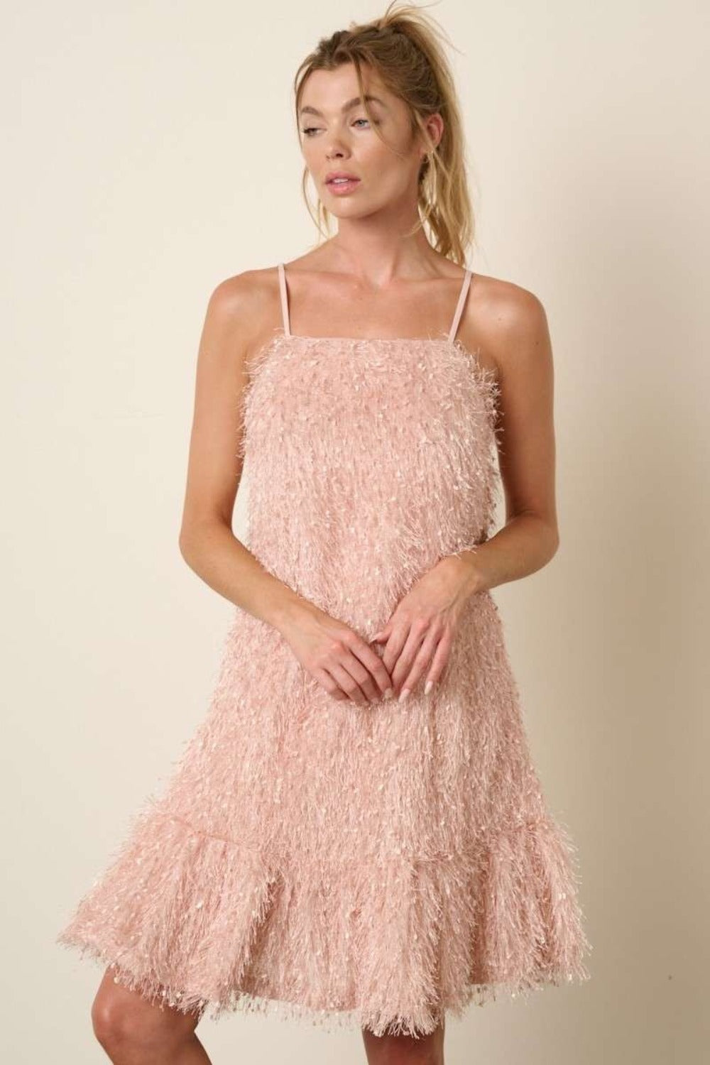 Alyah Feather Dress (Blush)