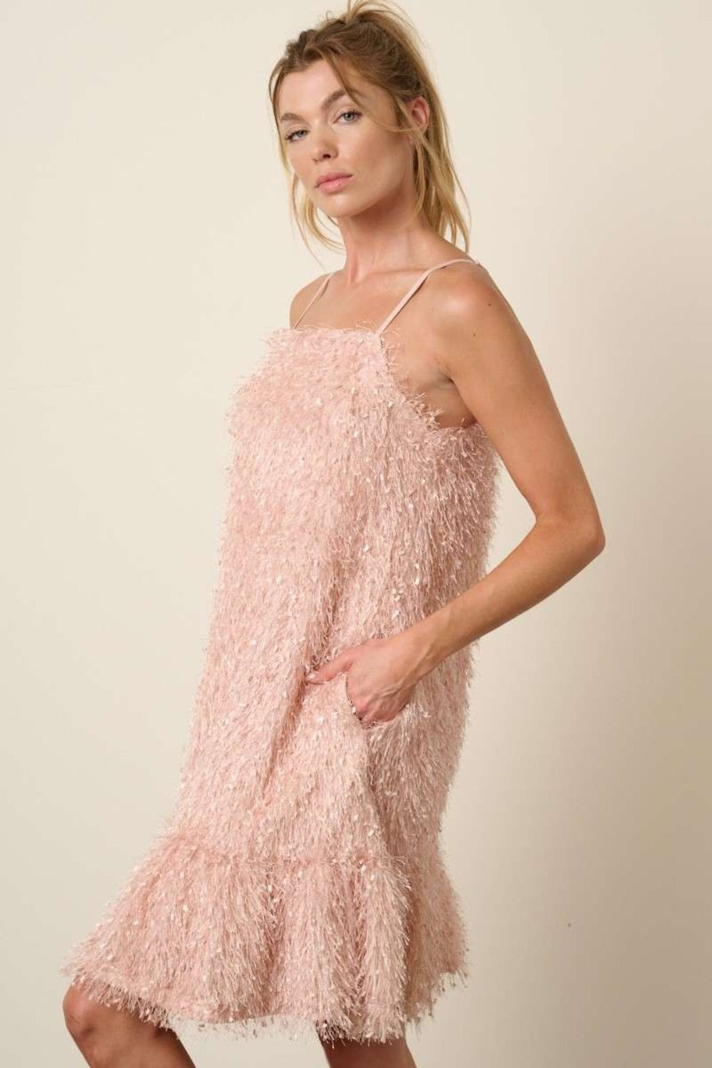 Alyah Feather Dress (Blush)