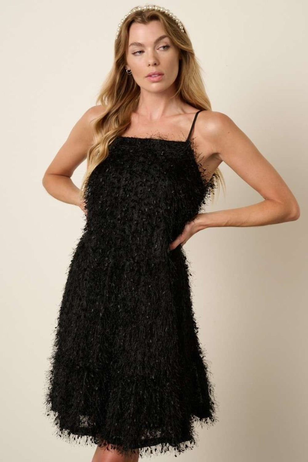 Alyah Feather Dress (Black)