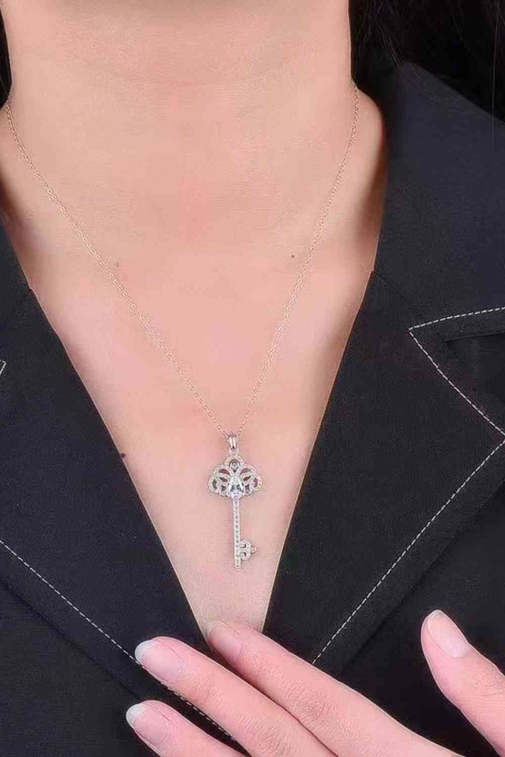 1 Carat Moissanite Key Necklace
