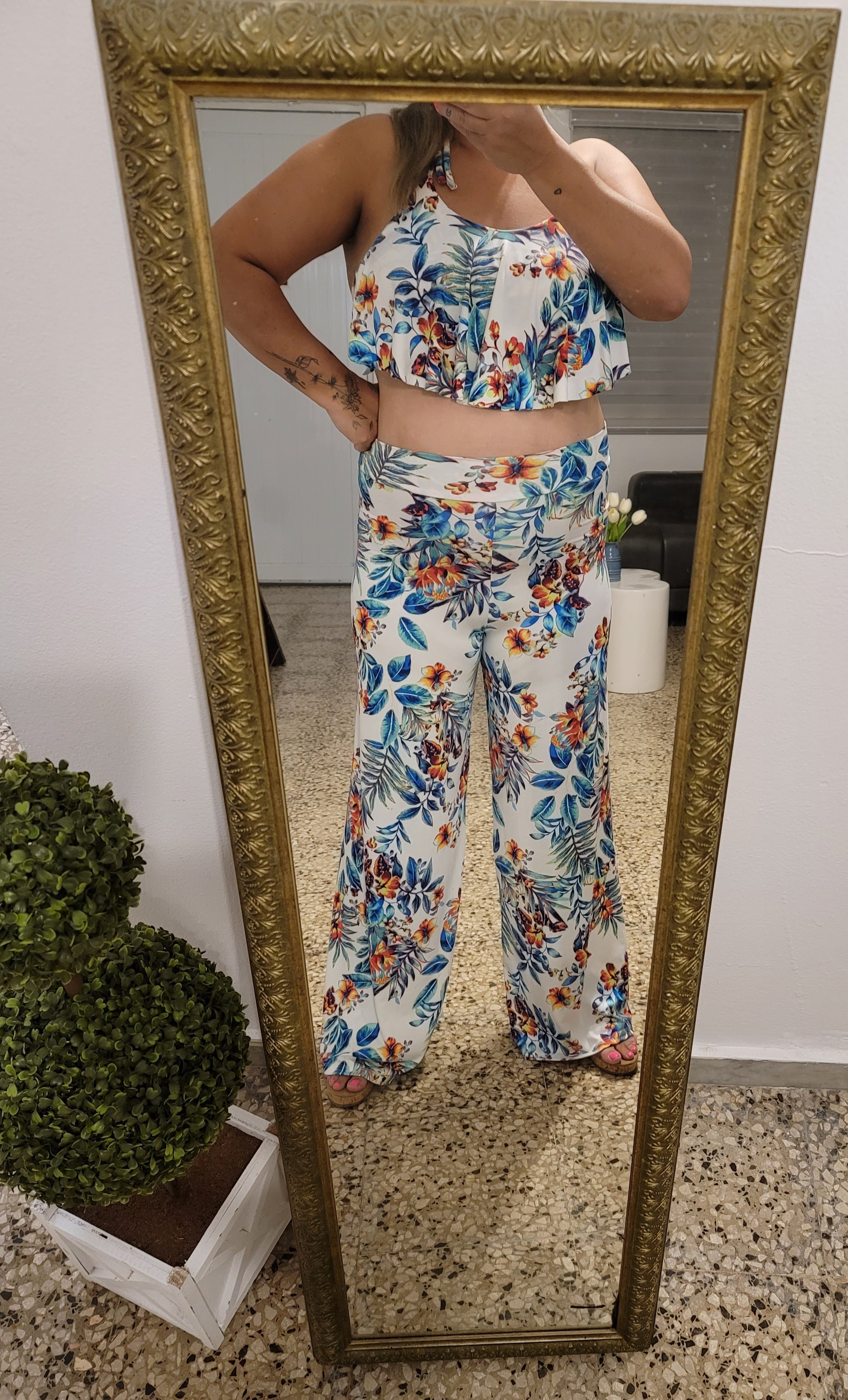 Multi Crop Top & Wide Leg Pant  Set by Pia