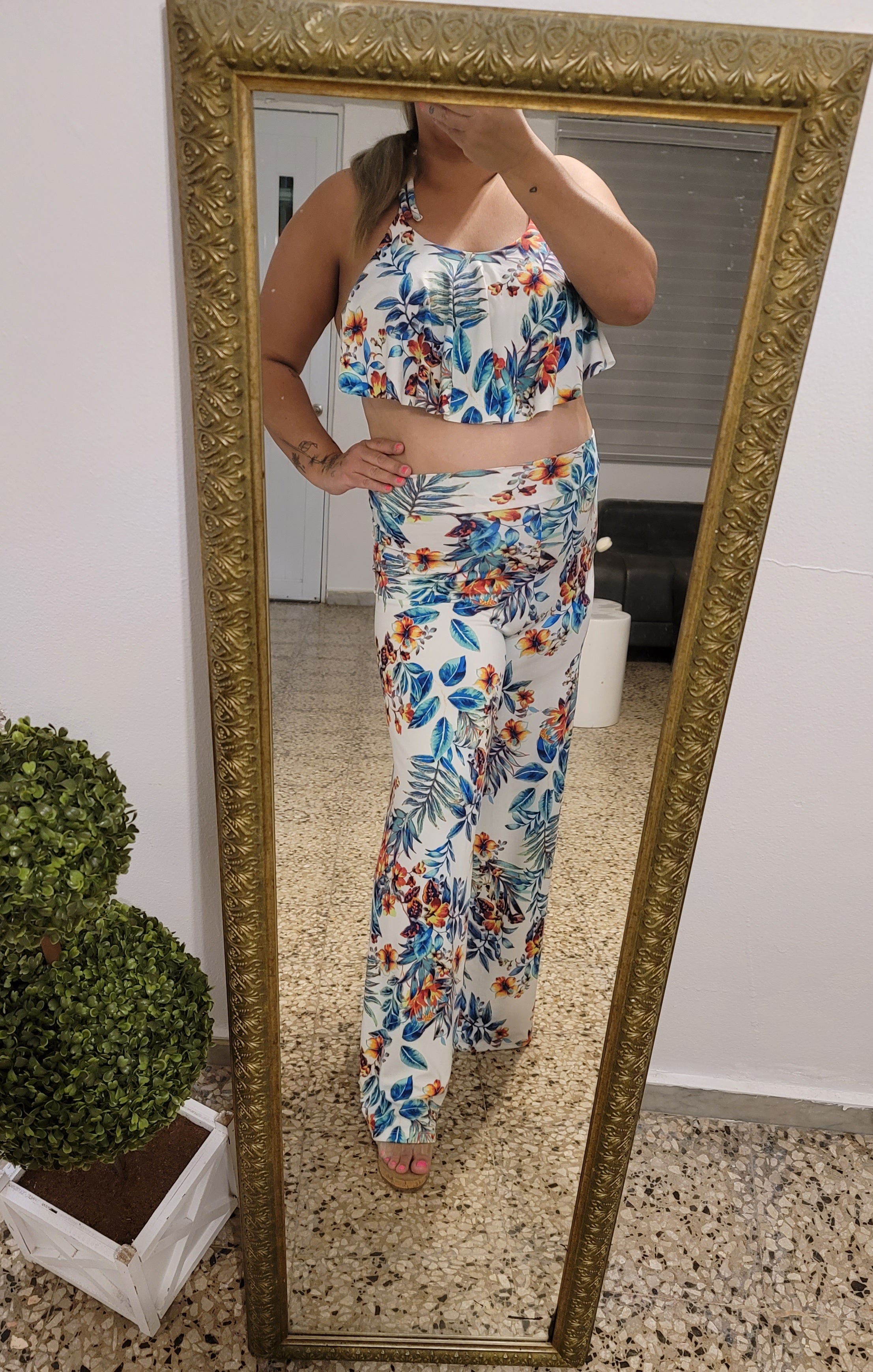 Multi Crop Top & Wide Leg Pant  Set by Pia