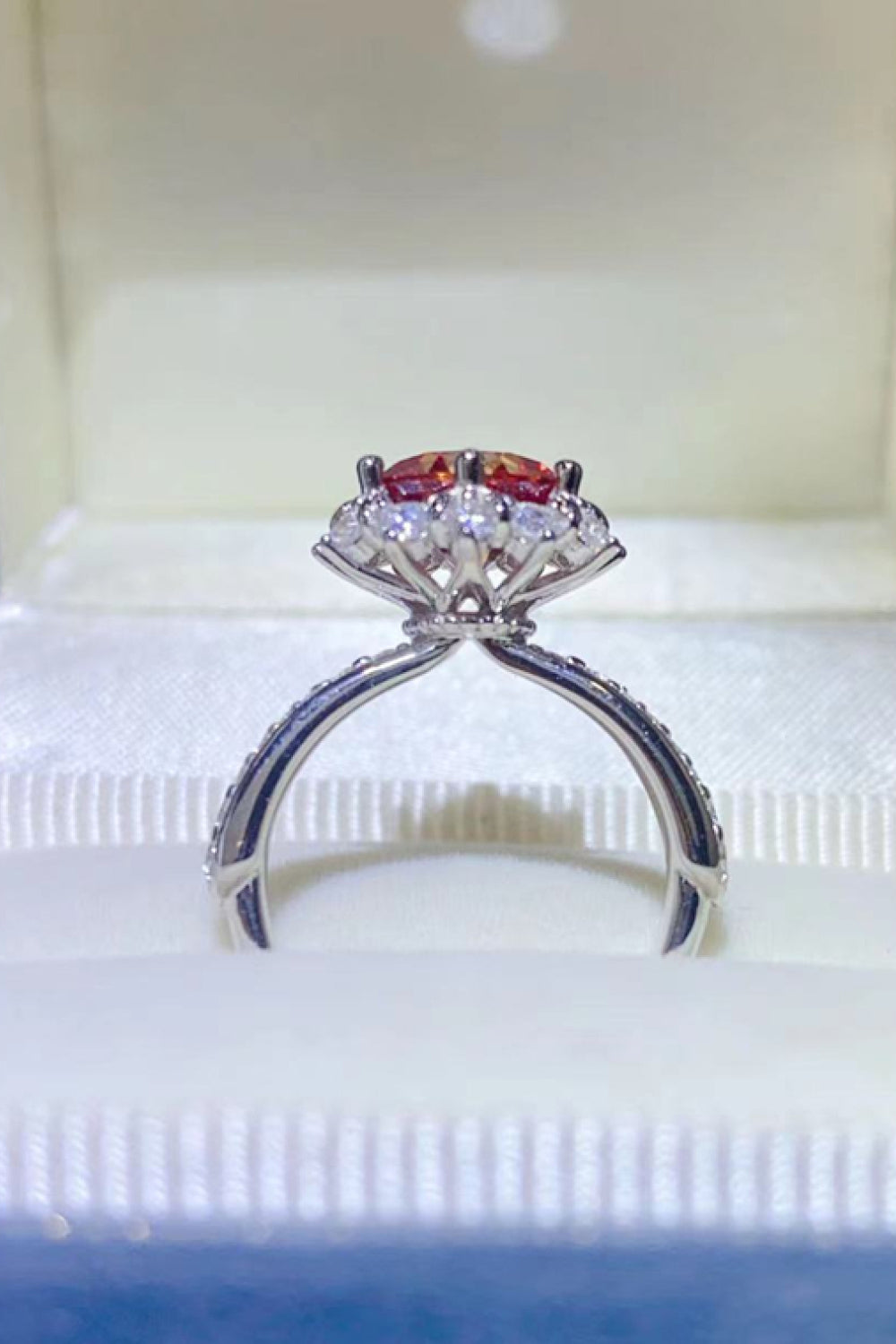 2 Carat Moissanite 925 Silver Halo Ring