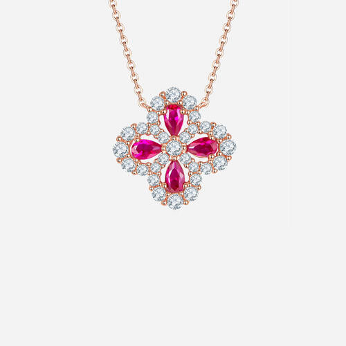 Ruby Flower Shape Necklace