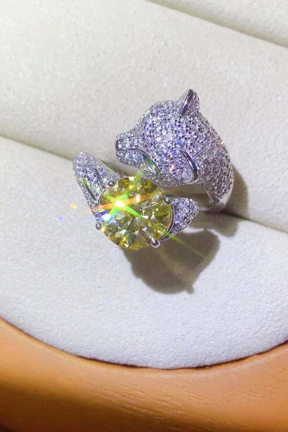2 Carat Yellow Moissanite Animal Ring