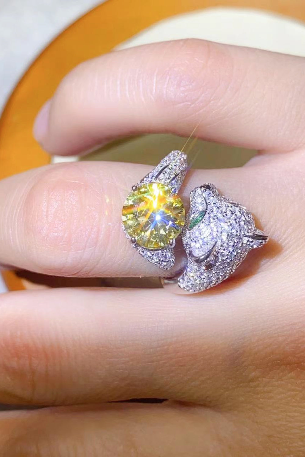 2 Carat Yellow Moissanite Animal Ring
