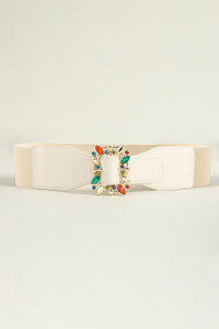 Multicolored Leaf Buckle Elastic Belt