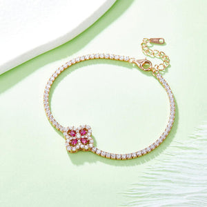 Ruby Flower Shape Bracelet