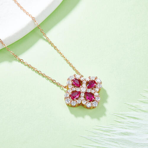 Ruby Flower Shape Necklace
