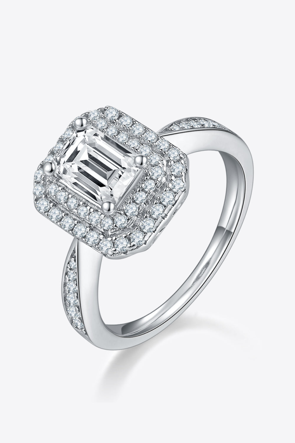 1 Carat Moissanite 925 Silver Side Stone Ring