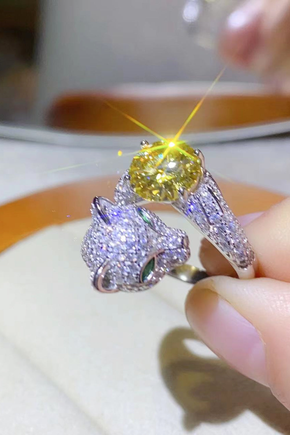2 Carat Yellow Moissanite Animal Ring